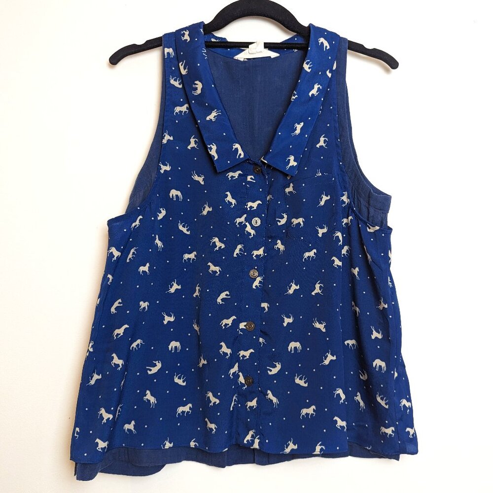 BCBGGeneration Collared Sleeveless Lined Blouse - Size S